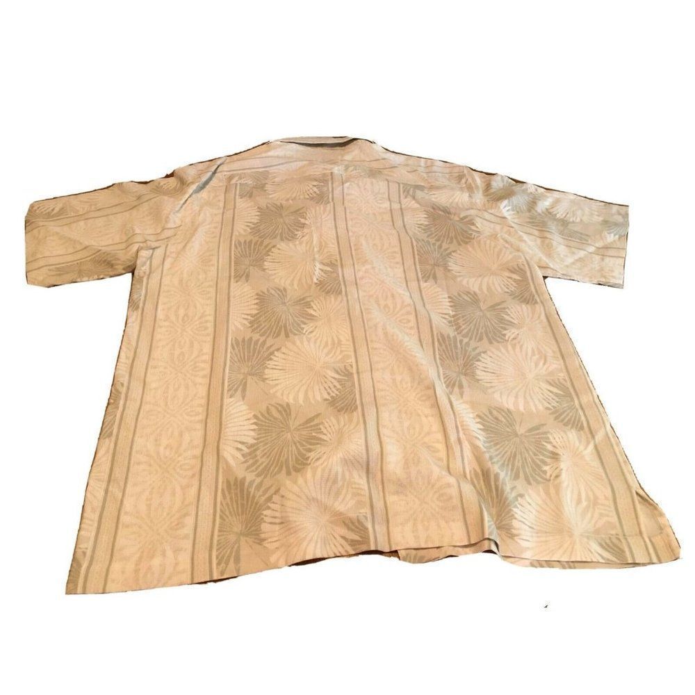 Vintage 90s Caribbean Pineapple Silk Cotton Hawaiian Shirt Palm Tree Fronds EUC